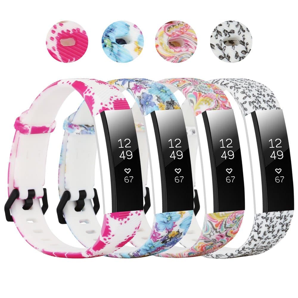 honecumi Floral Pattern Bands Compatible with Fitbit Alta/Alta hr Wristband Replacement Accessory-Exchange Watch Band for Men&Women Colorful Stripe Printing Straps