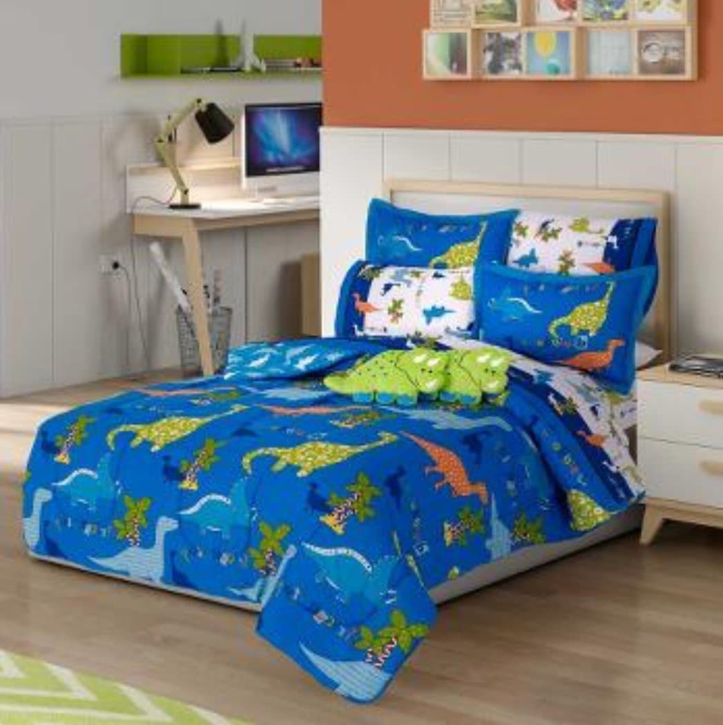 Dinosaur Kid's Complete Bedding Set with Curtains (Twin)