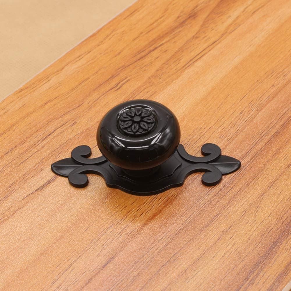 ToDIDAF Matte Ceramic Knob Screw, Matte Black Pull Handle Vintage Ceramic Door Cabinet Cupboard Knobs Drawer, for Bedroom, Kitchen, Living Room Decorating (Black)
