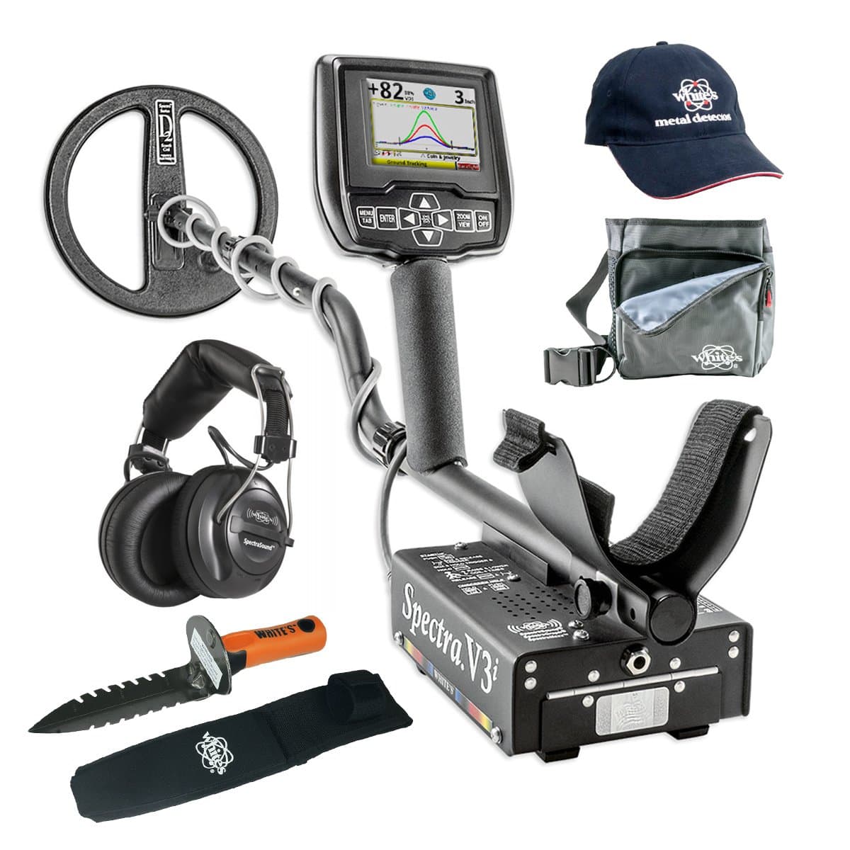 Spectra V3i Whites Metal Detector Geared UP Bundle with Wireless Headphones
