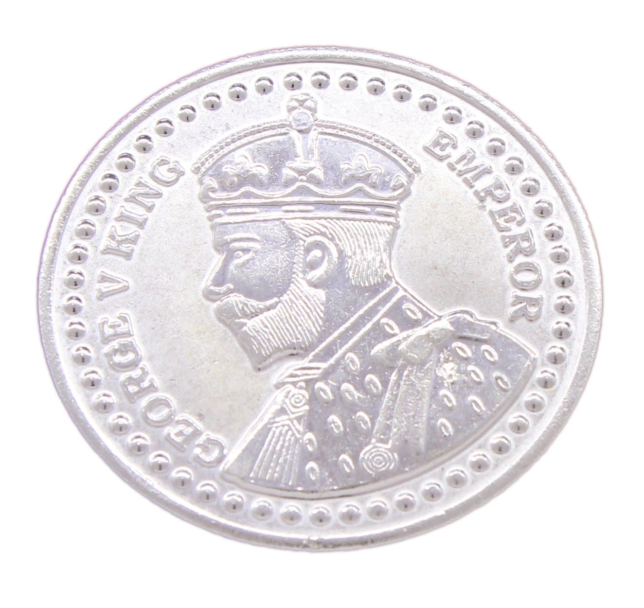 Silver Plated King George British Diwali German Silver 5g Coin for puja, Gift Item And Showpiece