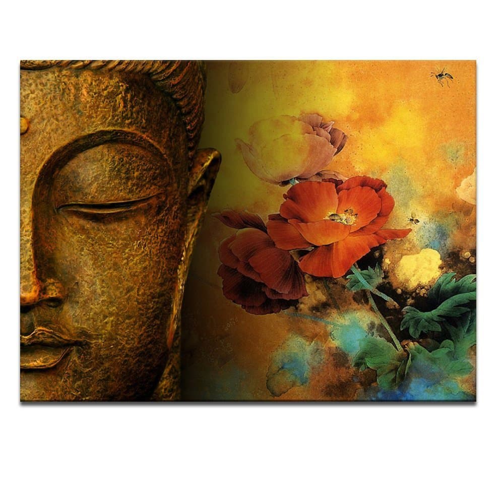 Large Size Well-designed Buddha Canvas Wall Art,Large Size Buddha Painting Prints with Frame,Ready Hanging On,Pure Belief Buddha Modern Wall Decor (24"x32"(60cmx80cm))
