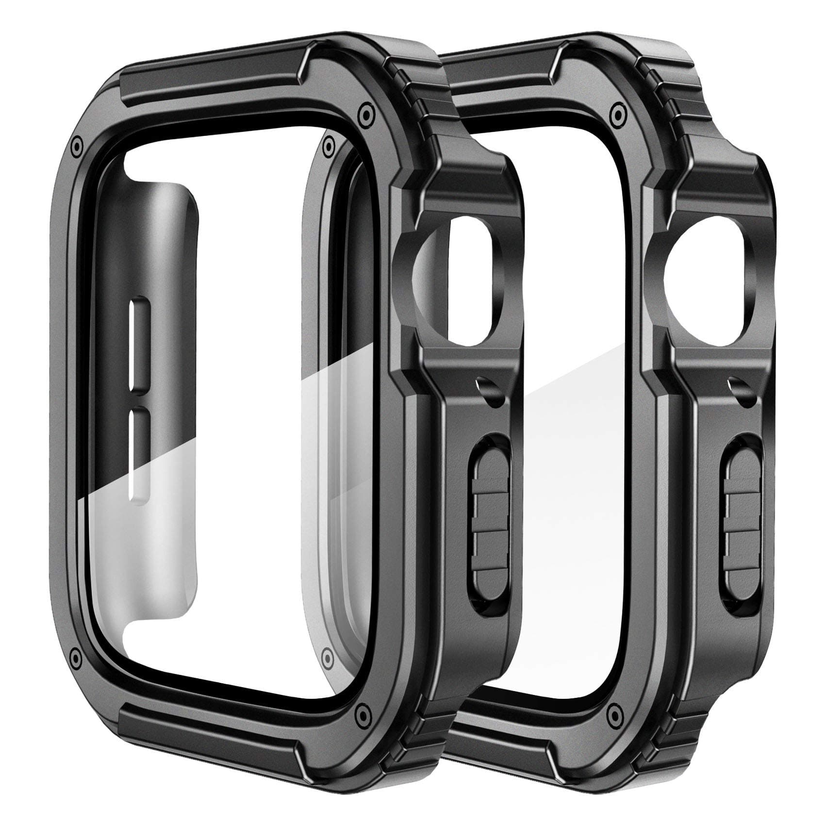 SUPOIX 2 PACK Compatible for Apple Watch Case 44mm with Tempered Glass Screen Protector, Men Women Rugged Shockproof All Around Protective Bumper Cover Accessories for Series 6/5/4/SE (44mm)