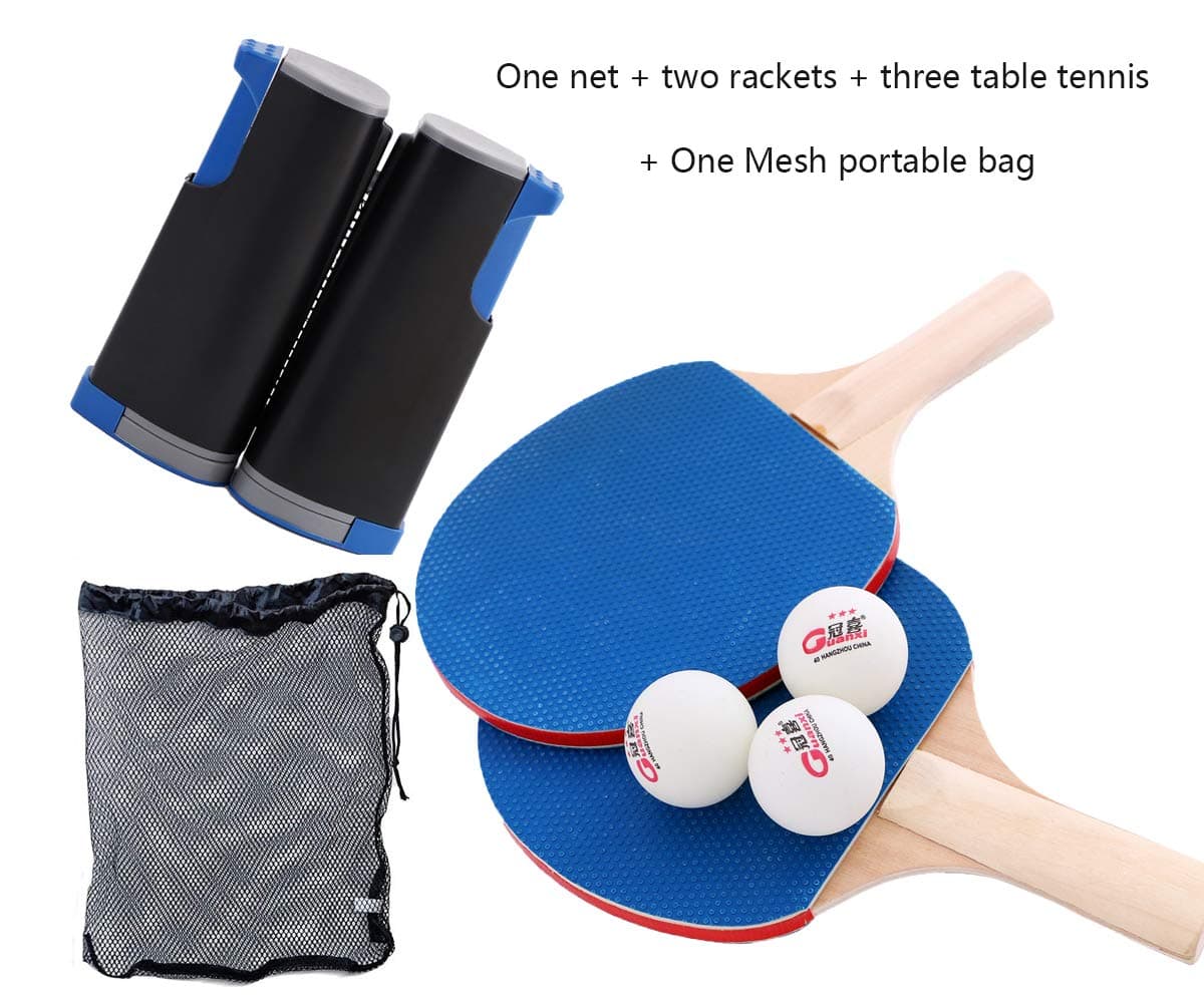 CHIMAERA Portable Ping Pong Sets, Retractable Table Tennis Nets with 2 Bats and 3 Balls - Kids Adults Indoor/Outdoor Game - for School, Home, Office.