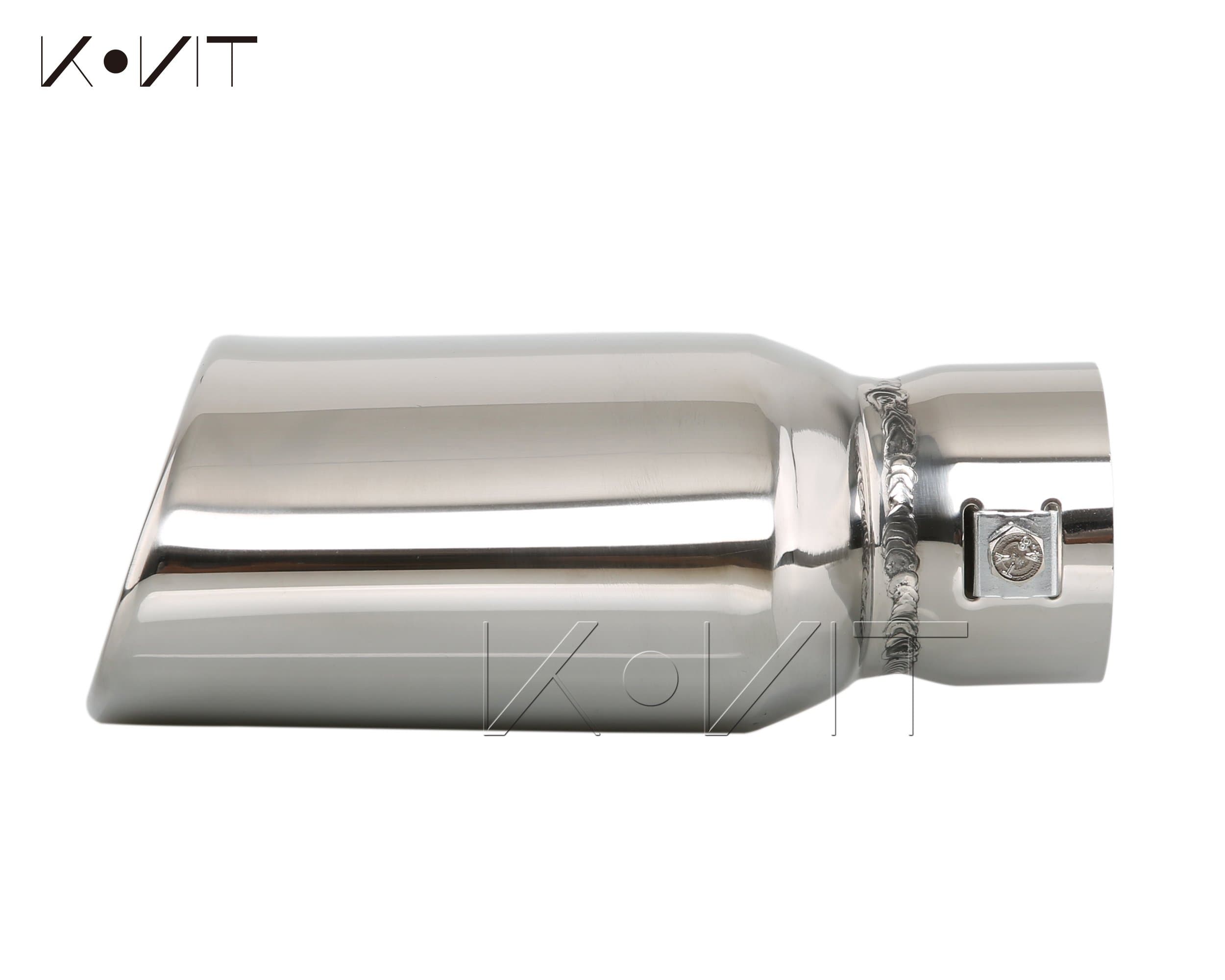 Kovit 2.5" Inlet 2.5X5" Outlet 7.5" Long Dual Wall Rolled Angle Cut Exhaust Tailpipe Tip
