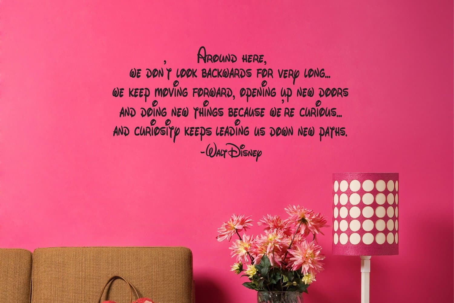 Around Here We Dont Look Backwards For Very Long - Walt Disney Quote ... Family Quote.. Inspirational Words.. Vinyl Wall Art Sticker Decal Mural Any Colour Just Message us. 100cm x 50cm Vinyl Wall art Decal Sticker Kids Bedroom BABY NURSERY KITCHEN LIVING ROOM BATHROOM Perfect For Wedding Present....