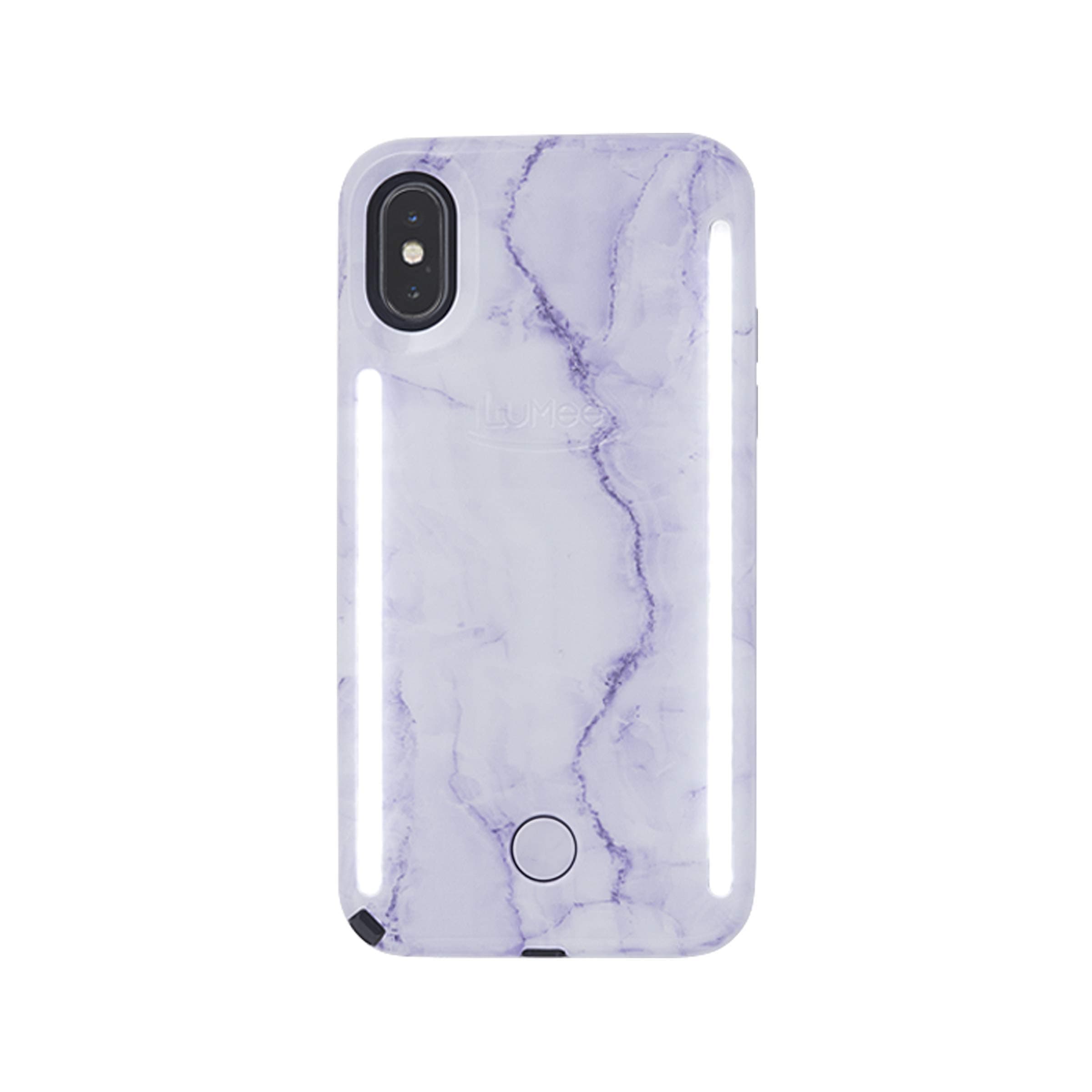 LuMee Duo Phone Case, Lavender Marble | Front & Back LED Lighting, Variable Dimmer | Shock Absorption, Bumper Case, Selfie Phone Case | iPhone Xs Max Only (LD-IPXSM-LMR)