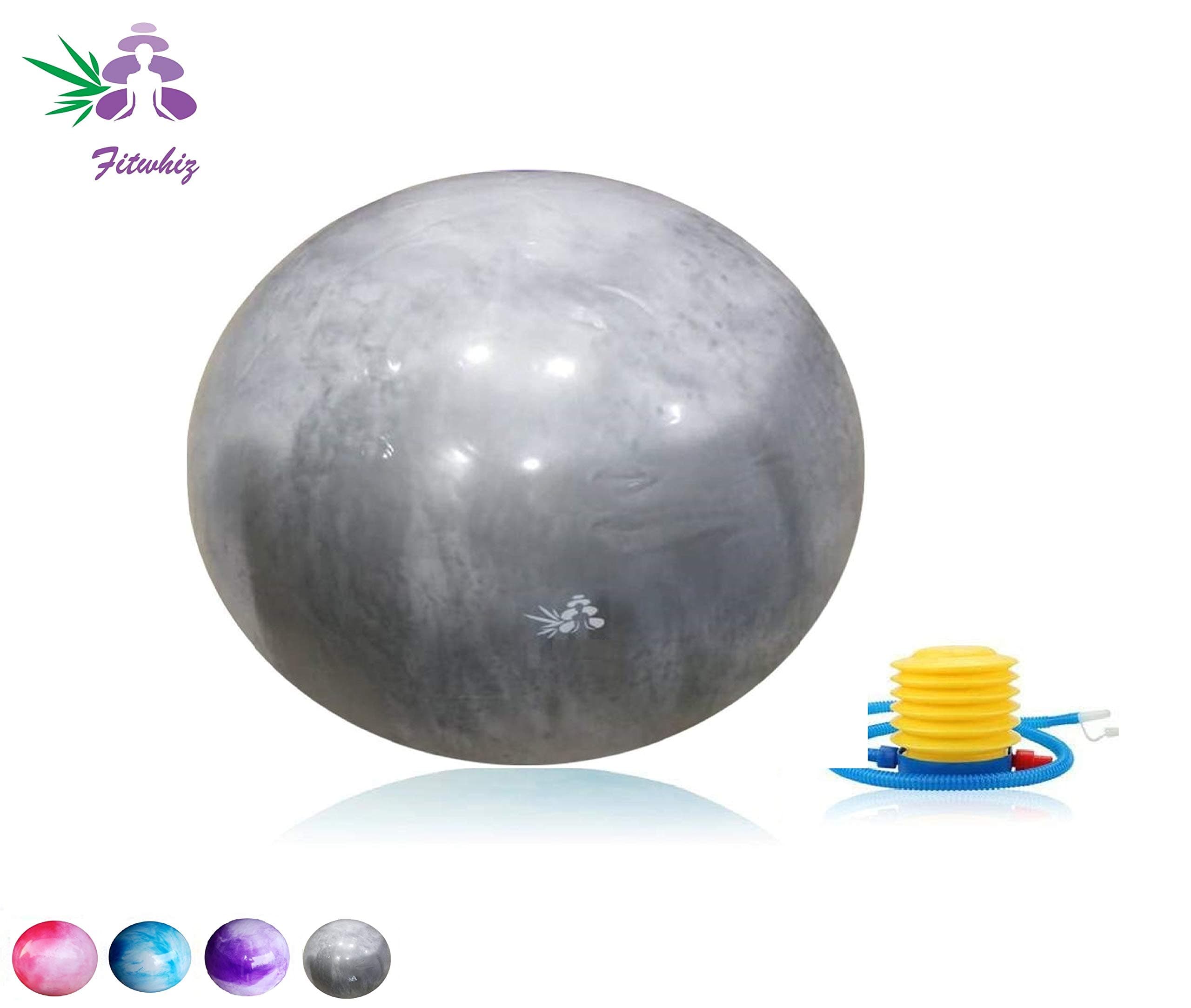 Fitwhiz Cloud Colored Exercise Ball (45CM-85CM) Extra Thick Explosion Proof Yoga Ball Chair, Anti-Burst Heavy Duty Stability Ball, Birthing Ball Quick Pump (Office & Home & Gym)