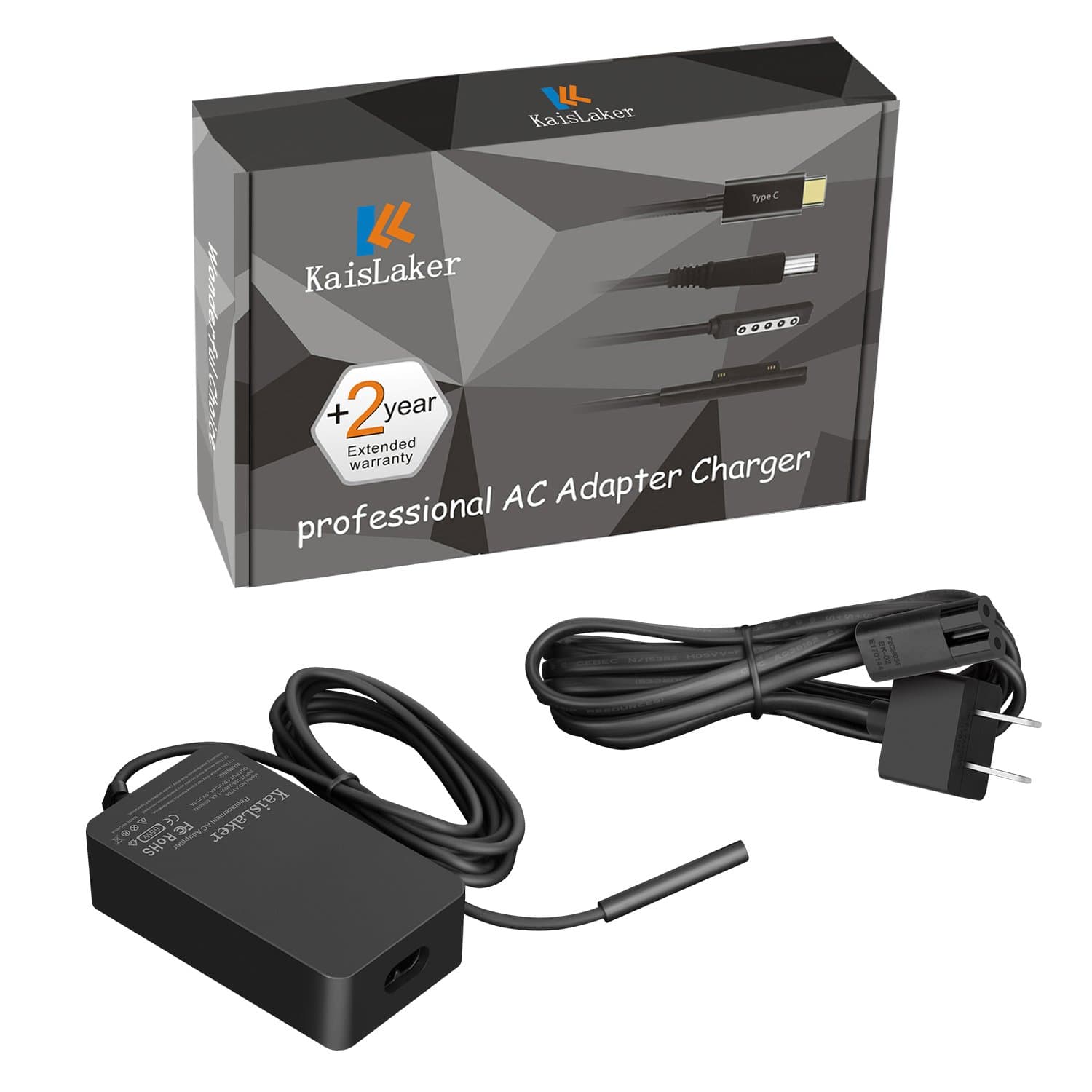 KaisLaker Surface Pro3 Pro4 Power Supply Adapter Charger 36W for Microsoft Surface Pro 3 4 i5 i7 with 6.5ft Power Cord Tablet Model 1625 12V 2.58A with USB 5V 1A /24 Months Warranty