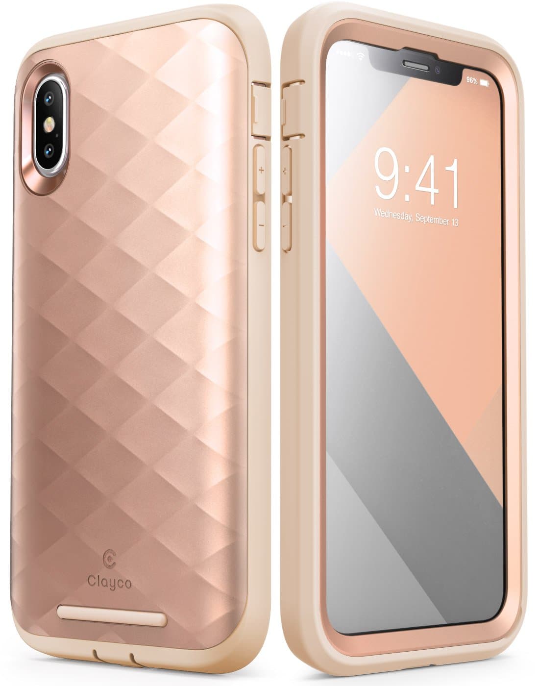 iPhone X Case, Clayco [Hera Series] Full-Body Rugged Case with Built-in Screen Protector for Apple iPhone X 2017 Release (BlushGold)