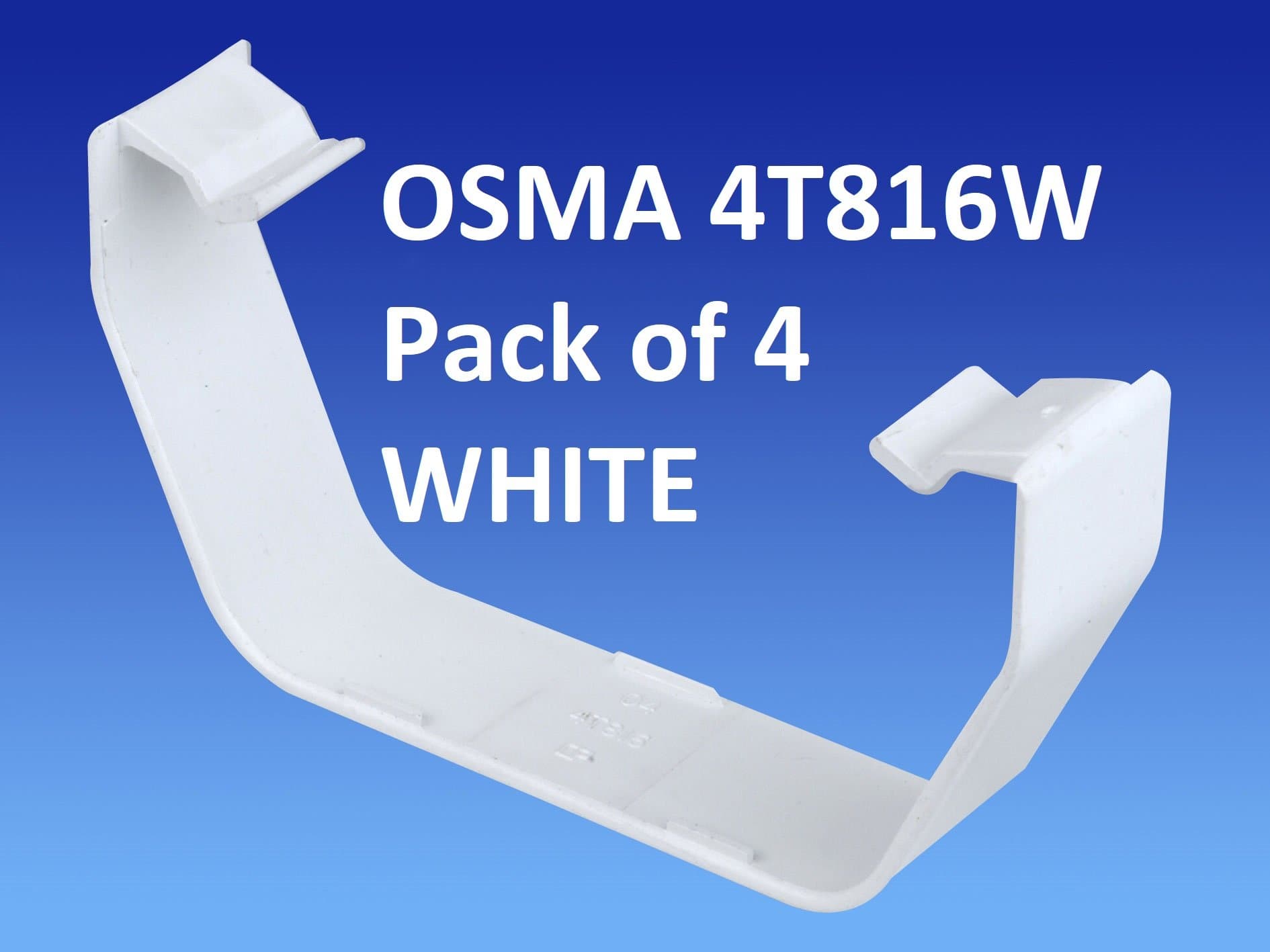 Pk of 4 x 4T816 (White) Replacement Gutter flexiclips for Wavin OSMA 100mm Square guttering