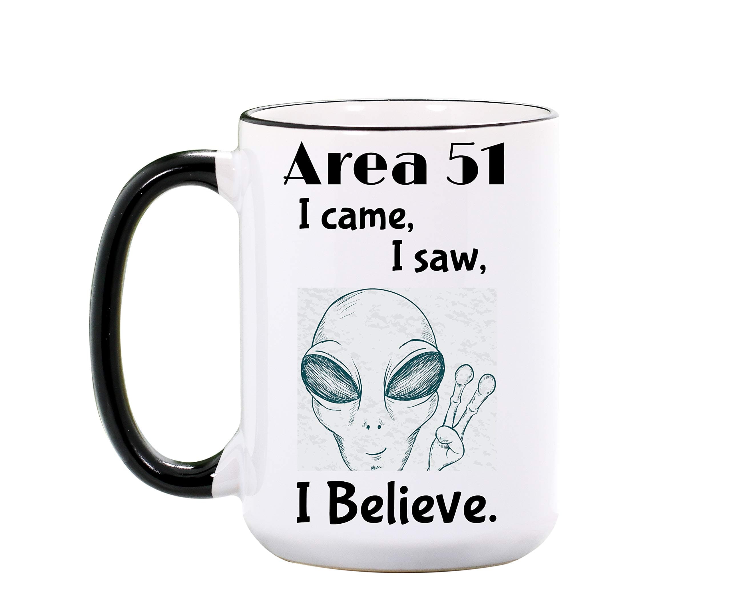 Area 51 Mug - Large 15 oz or 11 oz Ceramic Cup - Alien Mugs - Alien Lover Gifts - Area 51 Coffee Cups - Dishwasher & Microwave Safe - Made In USA