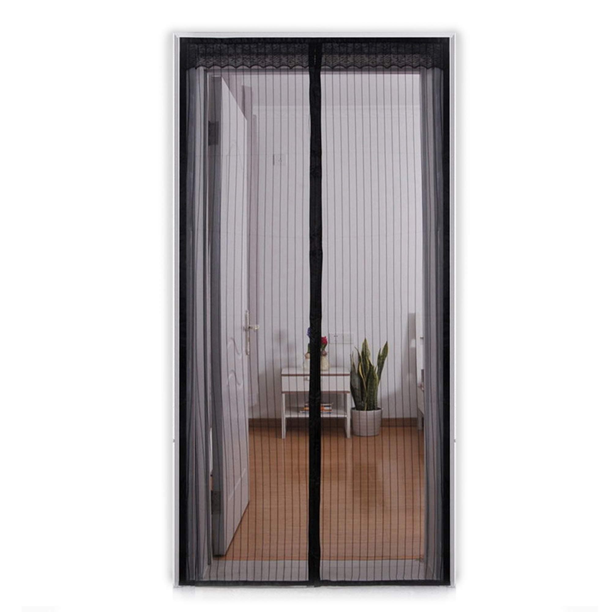 Aox Magnetic Screen Door with Full Frame Hoop & Loop, 39" x 83", Black