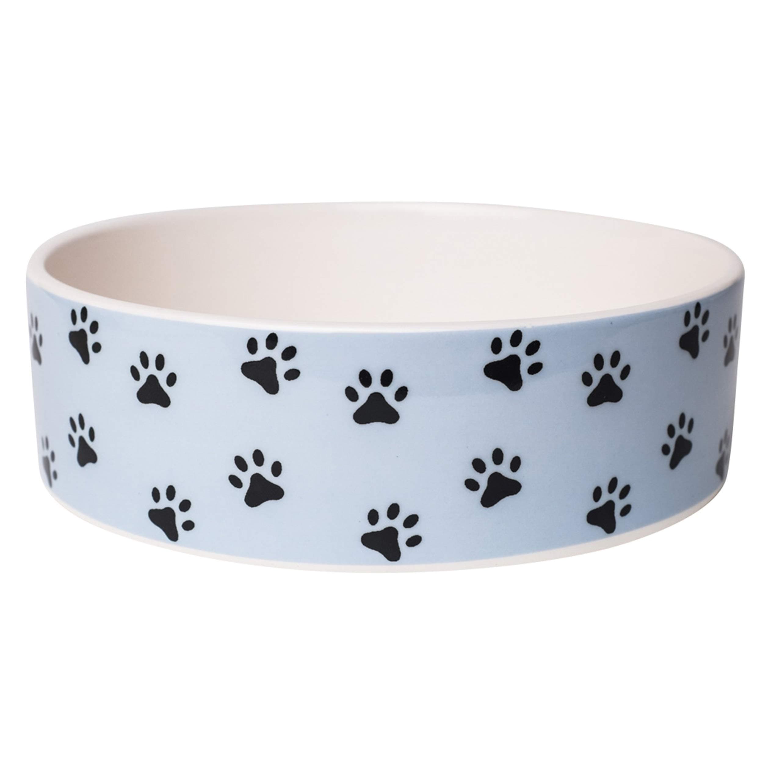 Park Life Designs Medium Pet Bowl, Pawz Pattern, 6-1/2 inch Heavyweight Ceramic Dish Stays Put, Chew-Proof, Microwave and Dishwasher Safe