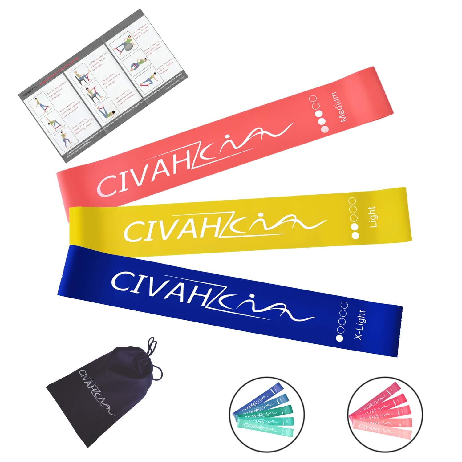 resistance loop bands natural latex exercies band includes workout booklet for hysical therapy pilates yoga rehab sport fitness strength belt