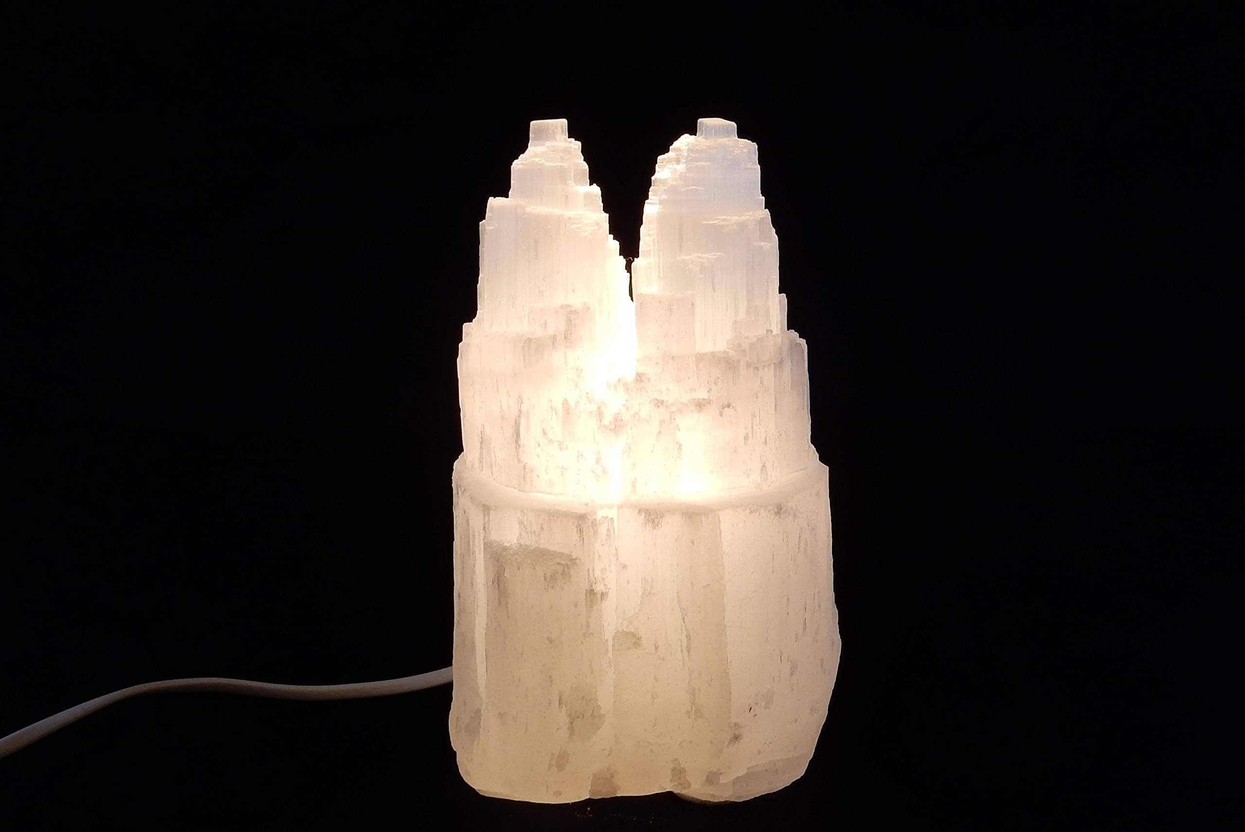 Selenite lamp Twin Tower 20 cm