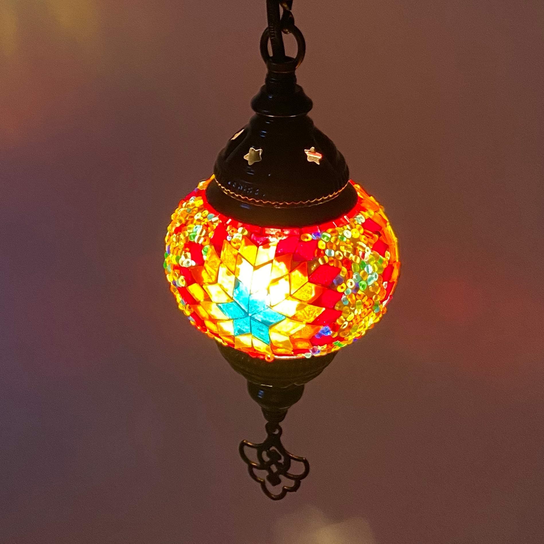 Turkish Mosaic Lantern Hanging Single Chain - 4"x23" - B1S