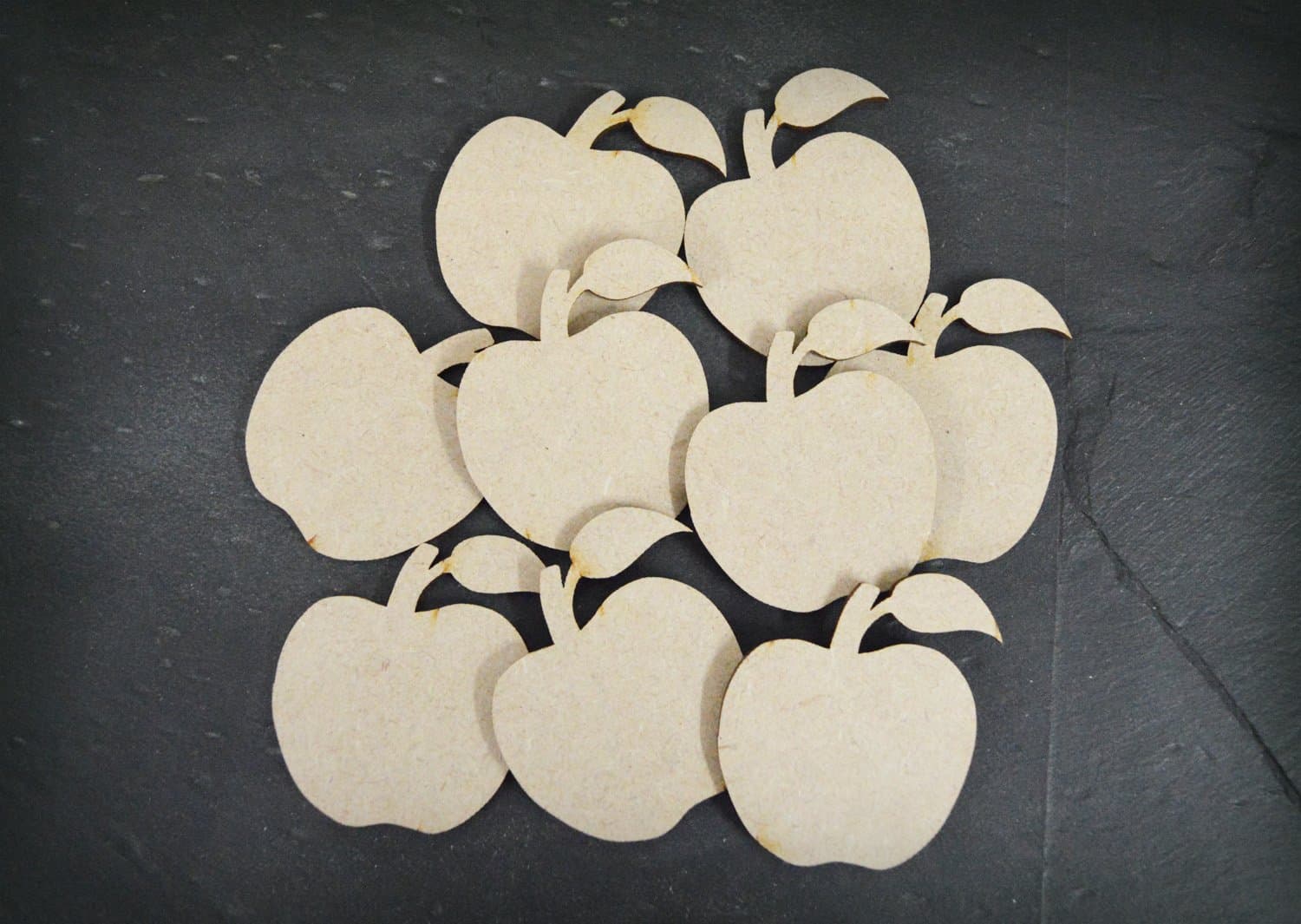 PixieBitz 40mm Apple Shape MDF Wooden Blank Craft Embellishments Plaque Decoration - Pack of 50