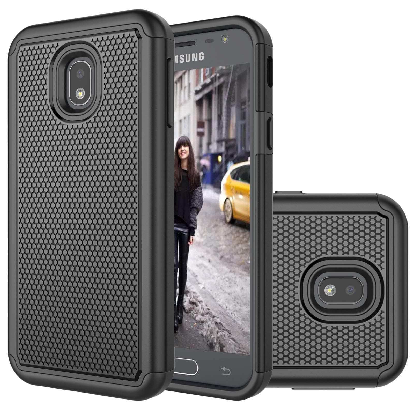 Eutekcoo Galaxy J3 2017 Case, [Tmajor Series] Coal Black Shock Absorption [Drop Resistance] [Non-Slid] Rugged Hard Silicone TPU Hybrid Dual Layer Phone Case Cover For Samsung Galaxy J3 (2017)