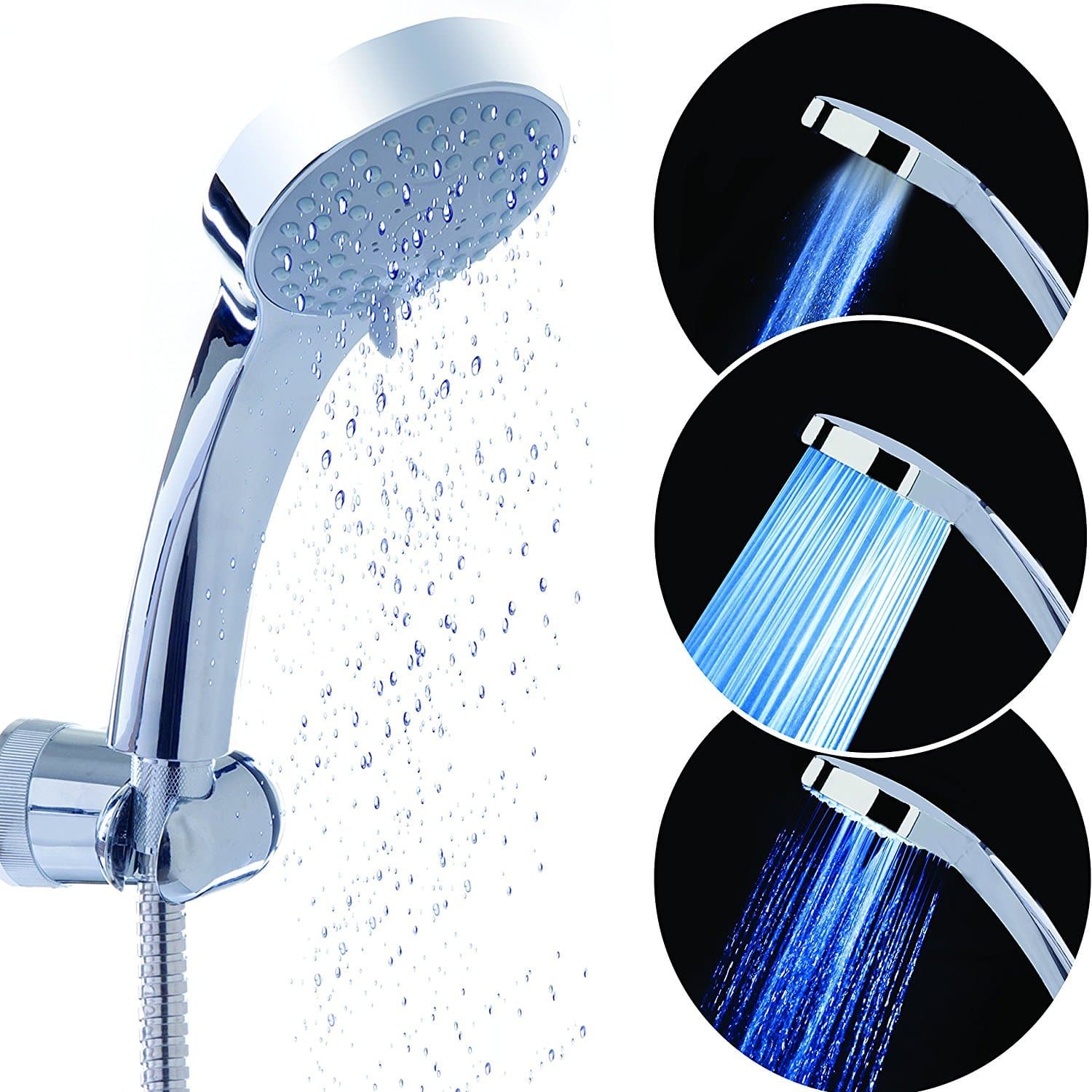 Handheld Shower Head Set 3 Spray Modes With 5 ft. Flexible Stainless Steel Hose & Adjustable Wall Mounted Holder BONUS Low Height Holder For Kids & Pets