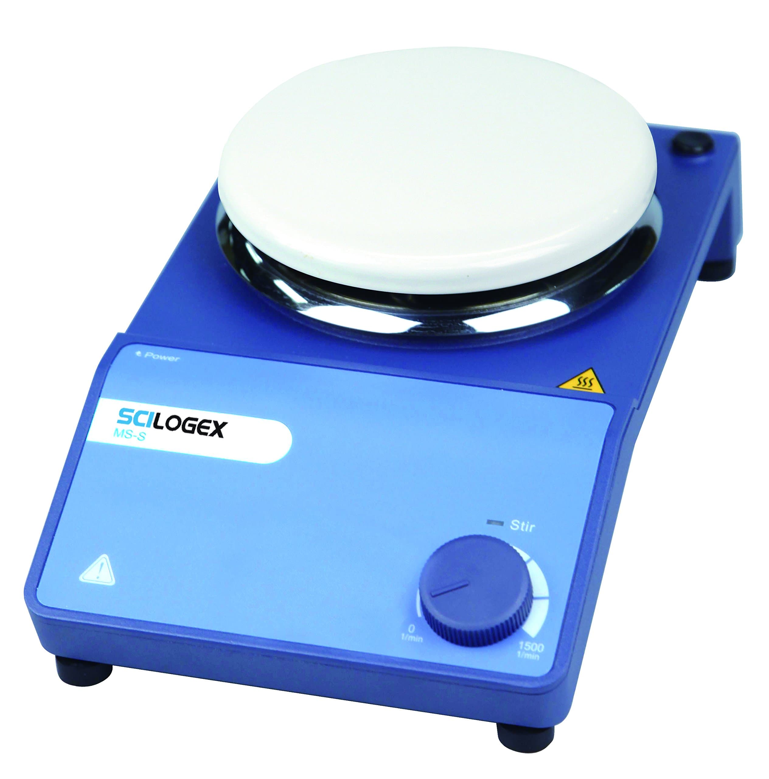 81111112 Model MS-S Circular-Top Analog Magnetic Stirrer, 5.3" Diameter Ceramic Coated Steel Plate, 0 to 1500 RPM Speed Range, 110V, 60 Hz, 11" L x 6-1/4" W x 3" H