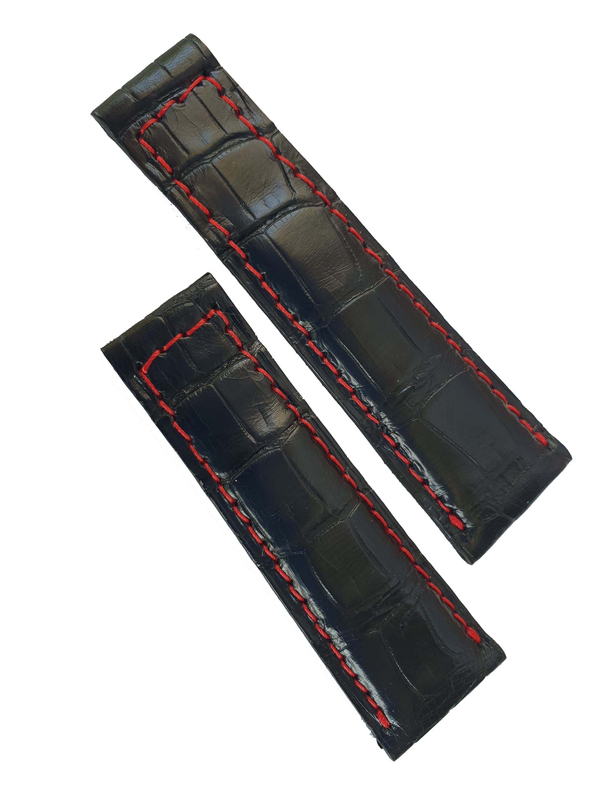 Lengths Strap True Alligator Black Sewing Red Compatible for Rolex GMT/Daytona/Oyster 20 mm