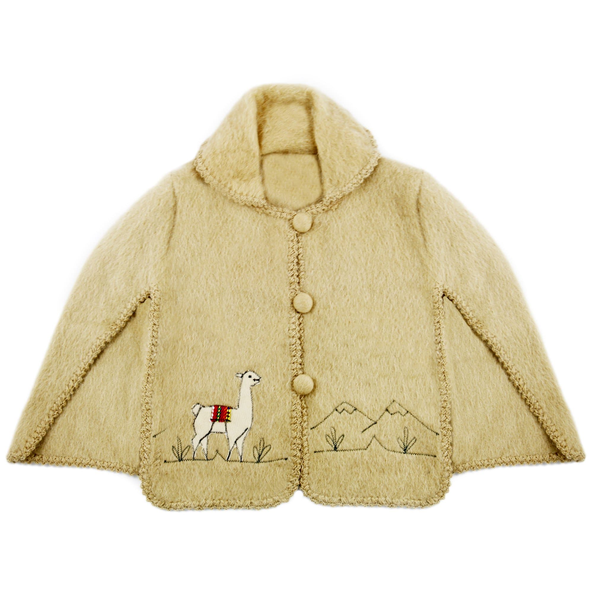 Child's Handstitched Alpaca Poncho (Brown)