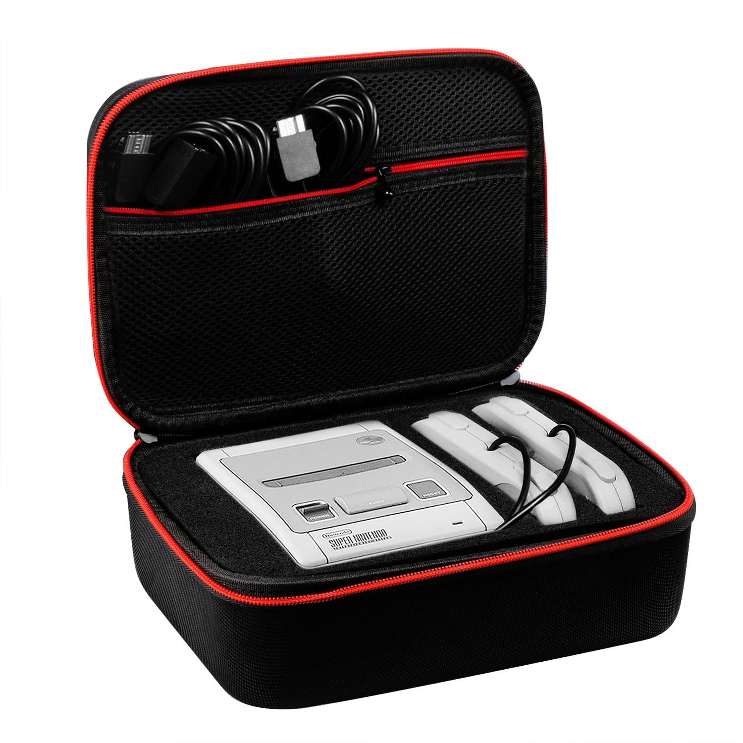 SNES Classic Case, Protective Portable Shell Hard Travel Carrying Case for Nintendo Super NES Classic Mini Console, 2 Controllers HDMI Cable Storage Bag