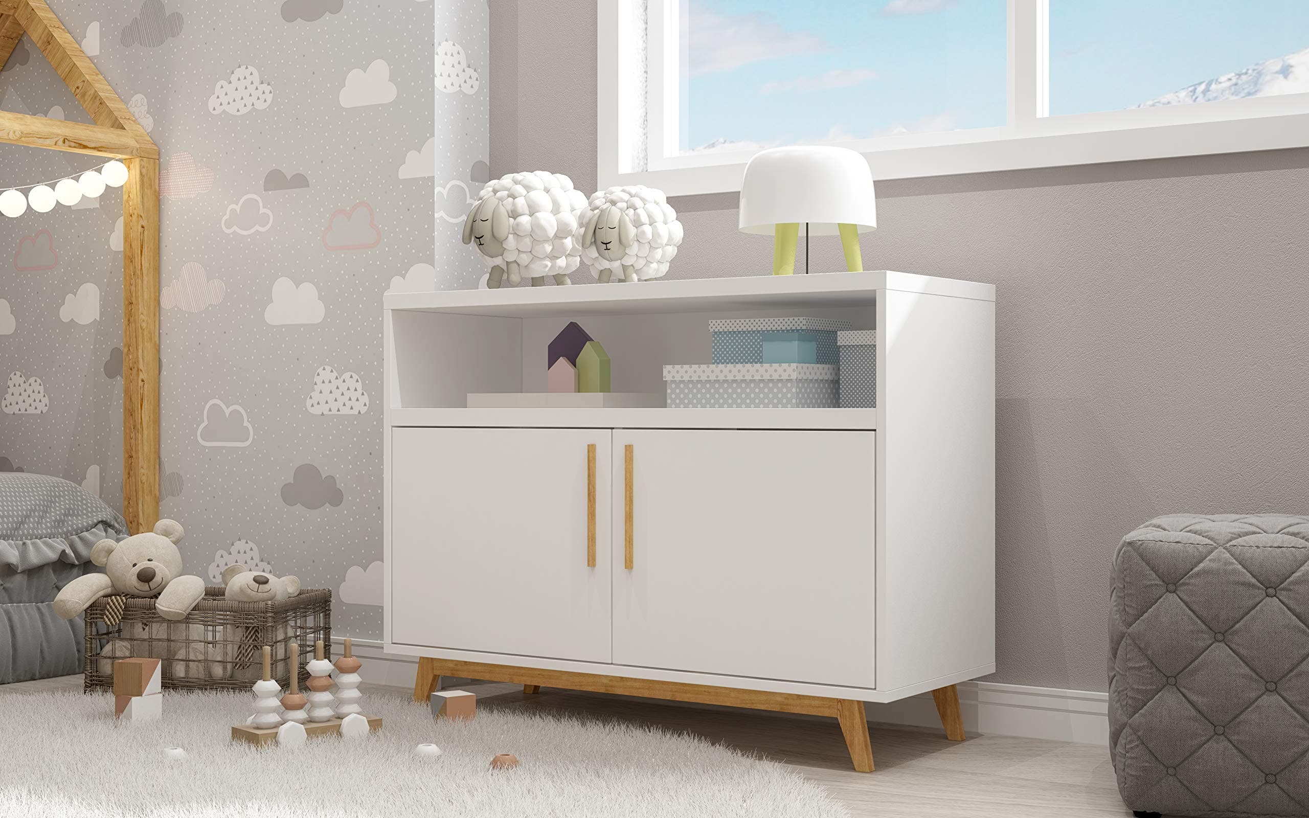 Floor Buffet Sideboard Storage Cabinet, Console Table Cupboard Chest 2 Door for Hallway, Living Room and Kitchen