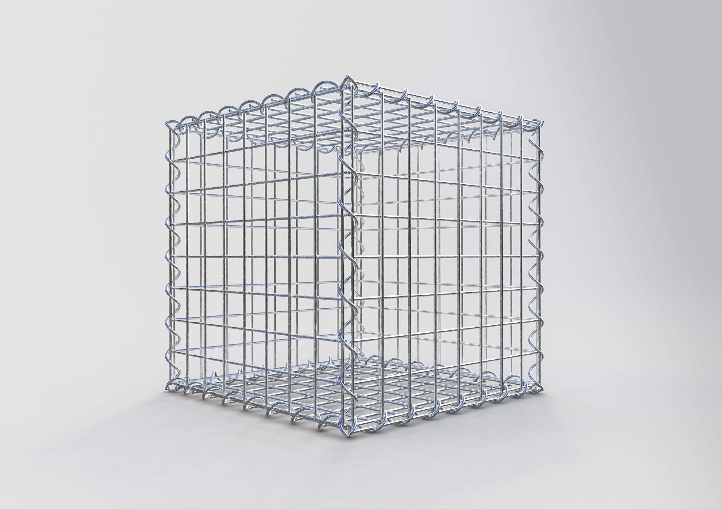GABIONA Stone Basket Mesh 5 x 5 cm Depth 40 cm Spiral Hook Zinc Galvanised Square Gabion