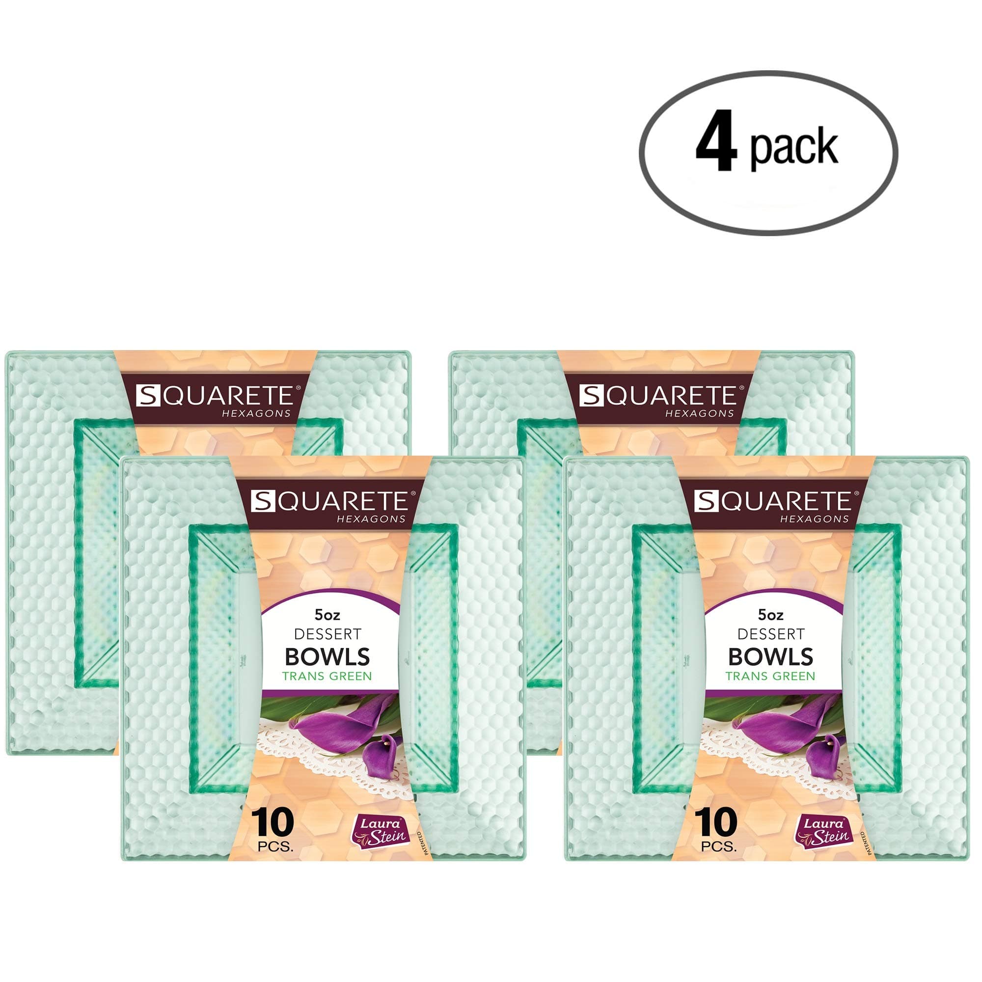 Squarete Hexagons Translucent Green Hard Plastic Elegant Disposable Plates, Bowls & Cups (4, 5 oz Dessert Bowls)