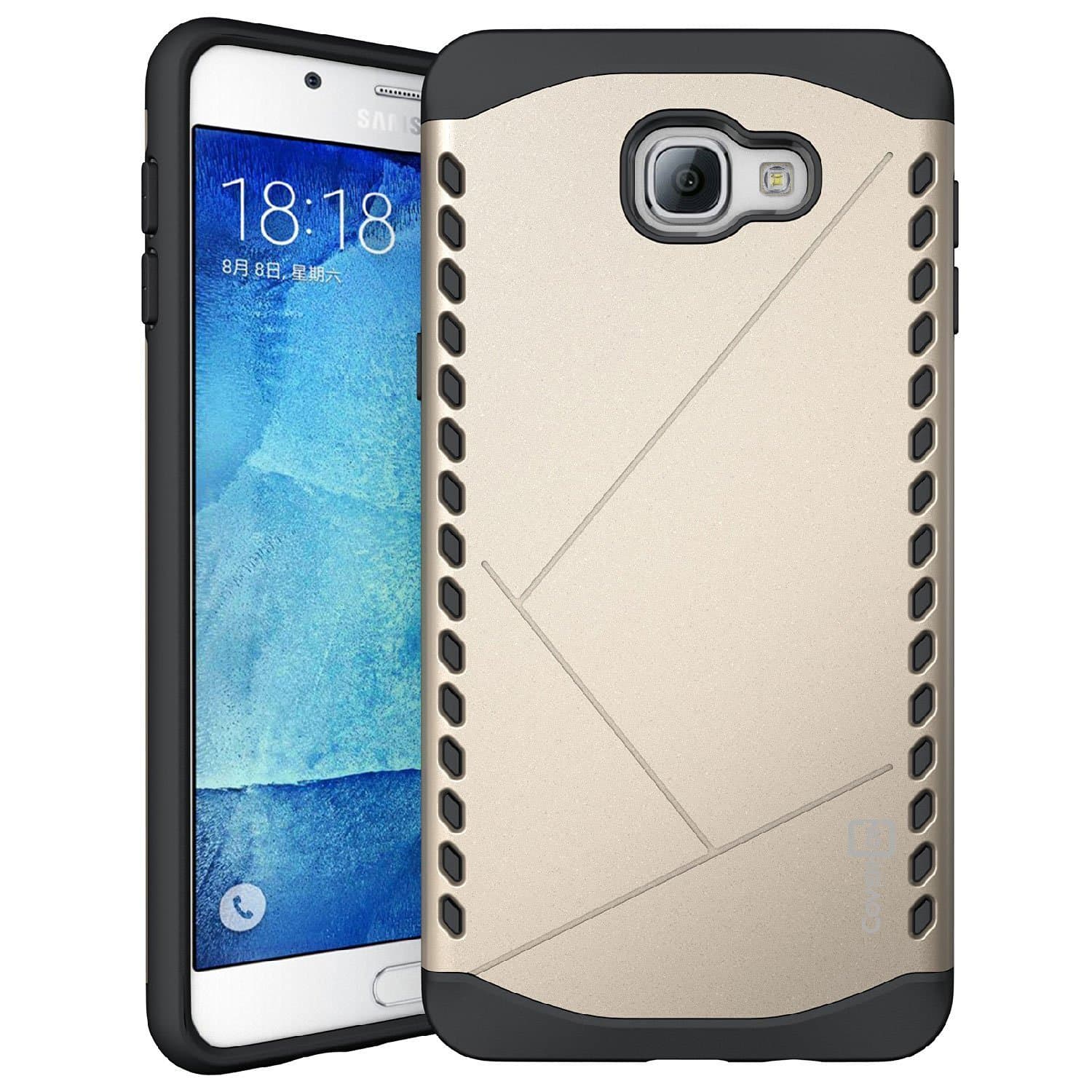 Samsung Galaxy A9 (A9000 2016) / A9 Pro (A9100) Case, [Drop Protection] Dual Layer Hard PC Cover + TPU Silicone Hybrid [Shock-absorption] Bumper Protective Case (Armour Gold)