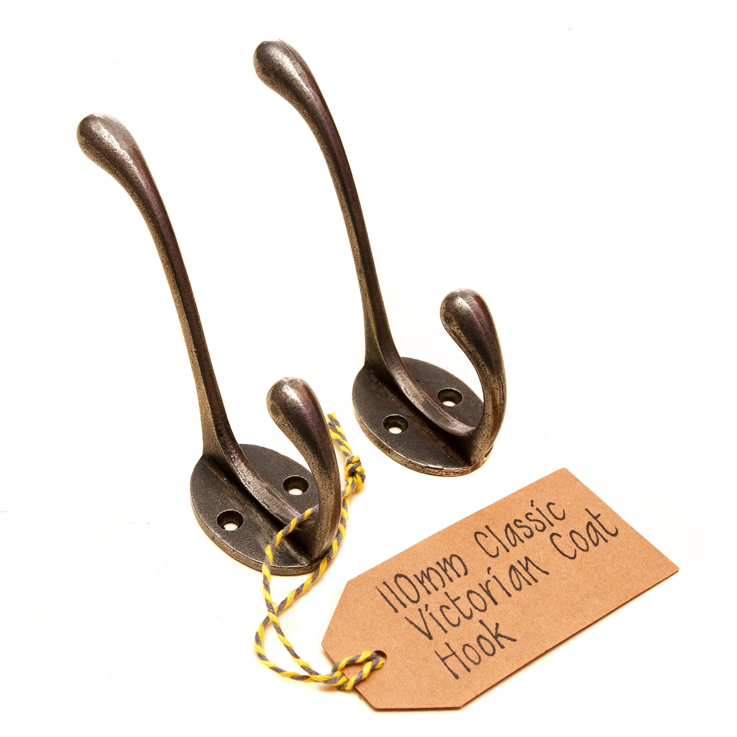 110mm Classic Cast Antique Iron VICTORIAN Coat Hook - Pack of 2 (AIVCH110)