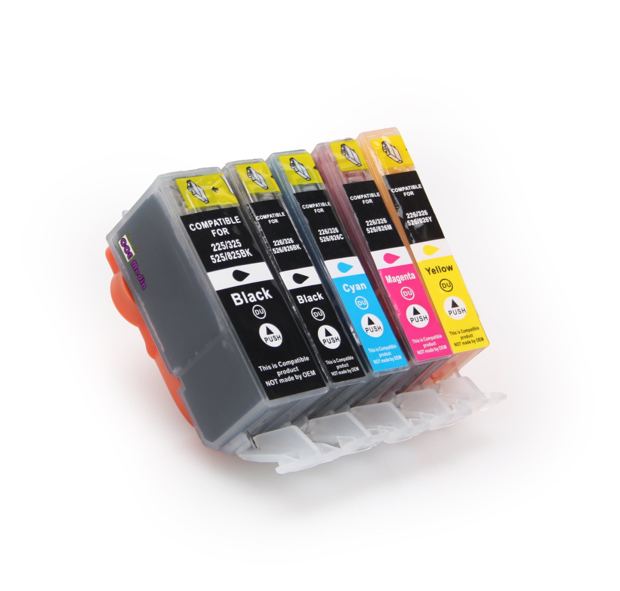 5 compatible Cartridges for CANON PGI-525 / CLI-526 XL Ink | includes: 1x PGI-525BK & 1x CLI-526BK/C/M/Y | suitable for Canon Pixma IP4950, IP4850, MG5340, MG5250, MG5350, MG6250, MG8120, MG8240, MG6150, MG8250, MG5150, MG6120, MG5200, MG8150, MX885, MX715, MX884, MX895, IX6550