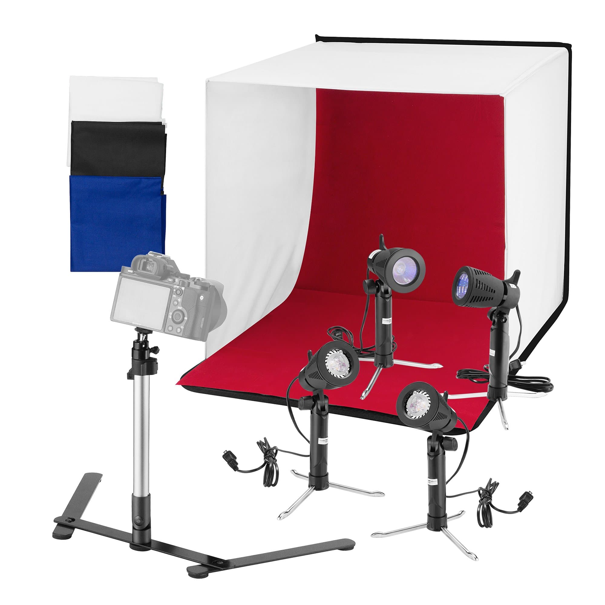 Square Perfect 24" Folding Photo Box Tent LED Light Table Top Photography Studio