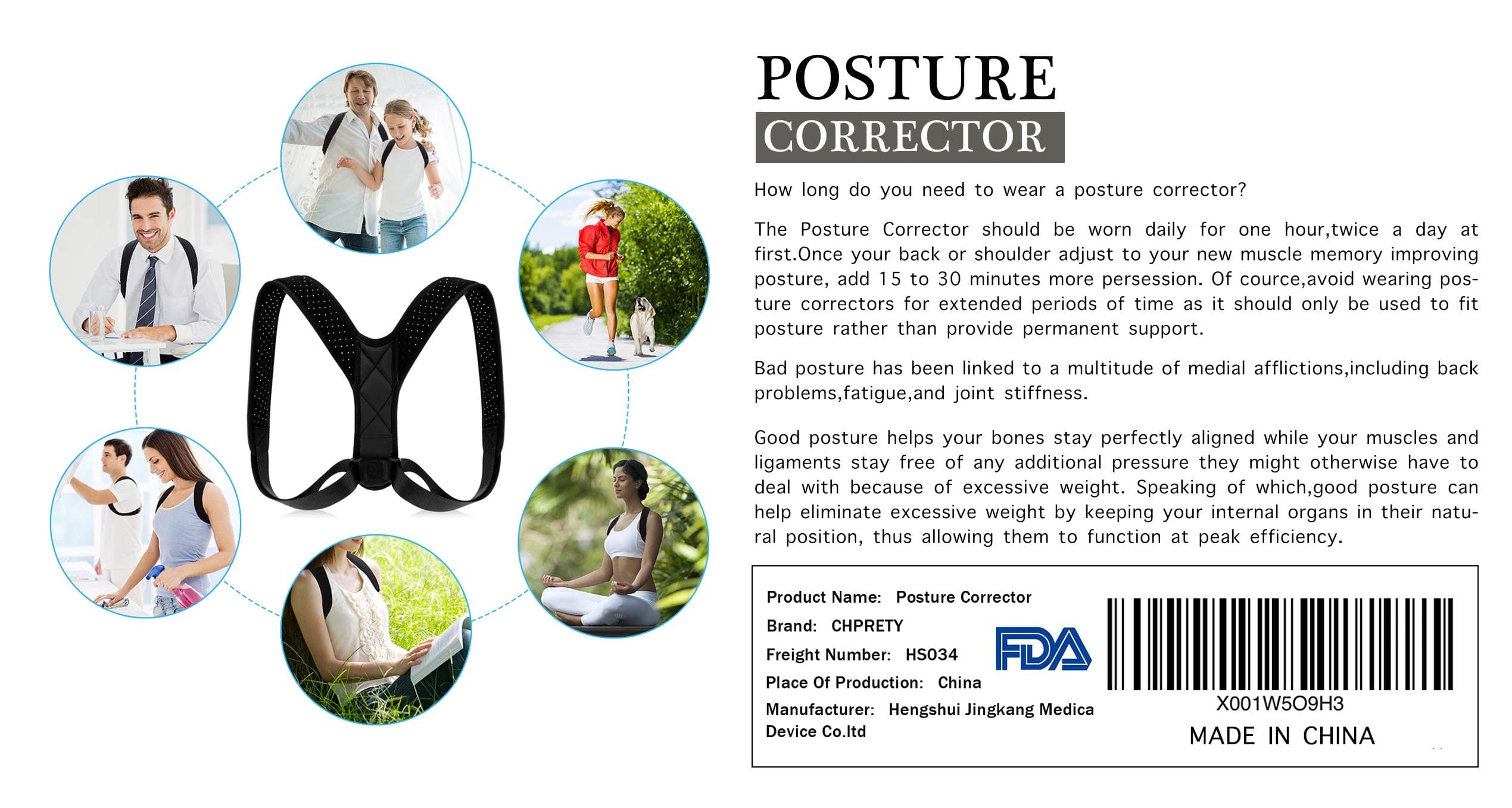 Posture Corrector for Men Women,Back Posture Brace for Men Women,Adjustable bodywellness Posture Corrector Brace Posture Belt Back Strap Bad Posture Upper Back Brace Posture Clavicle Support Brace
