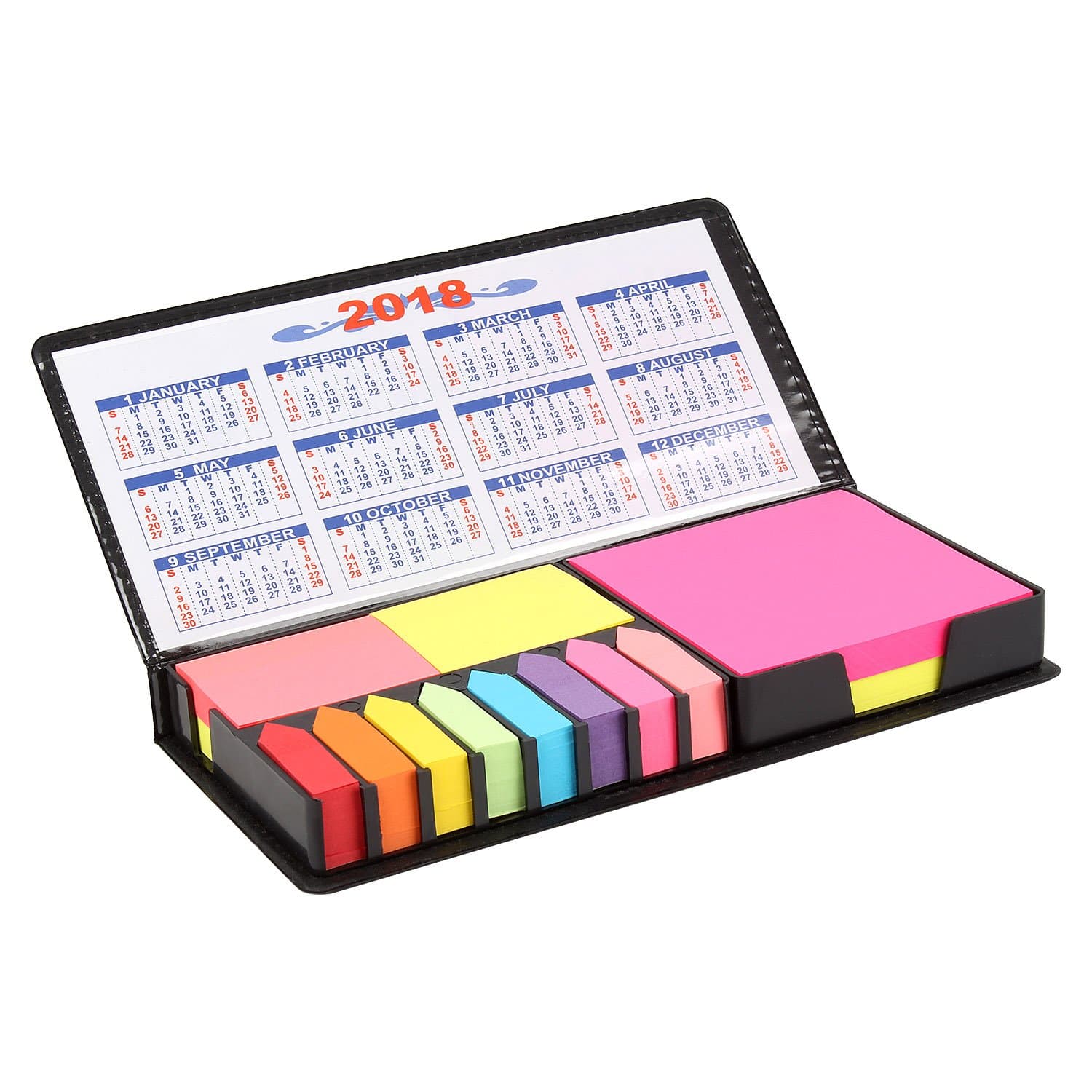 PINZO™ Sticky Note Memo Pad with Arrow Flags in PU Leather Case with 2018 & 2019 Calendar