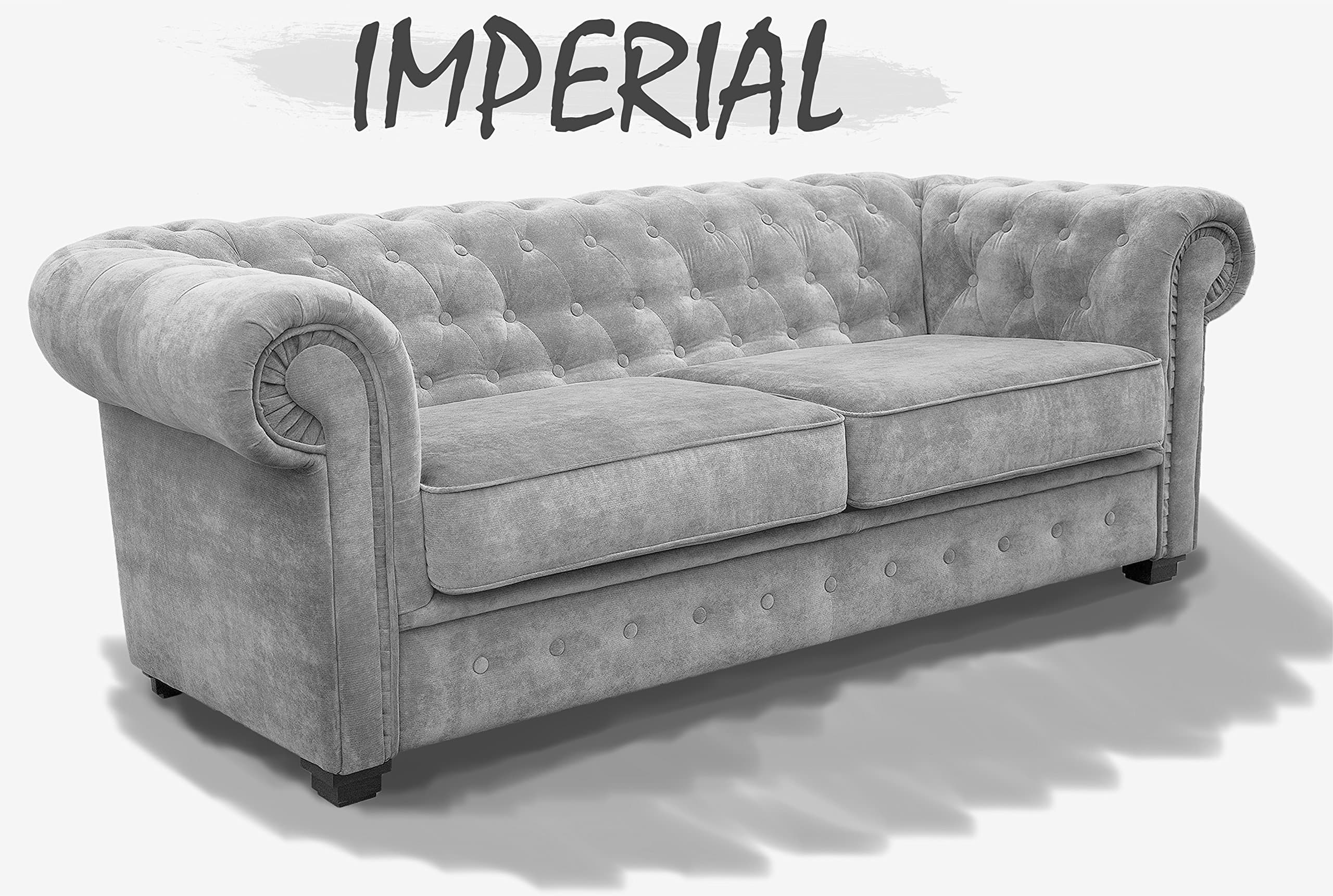Lyson Sofas 24 CHESTERFIELD - Imperial Fabric (Silver, 2 Seater)