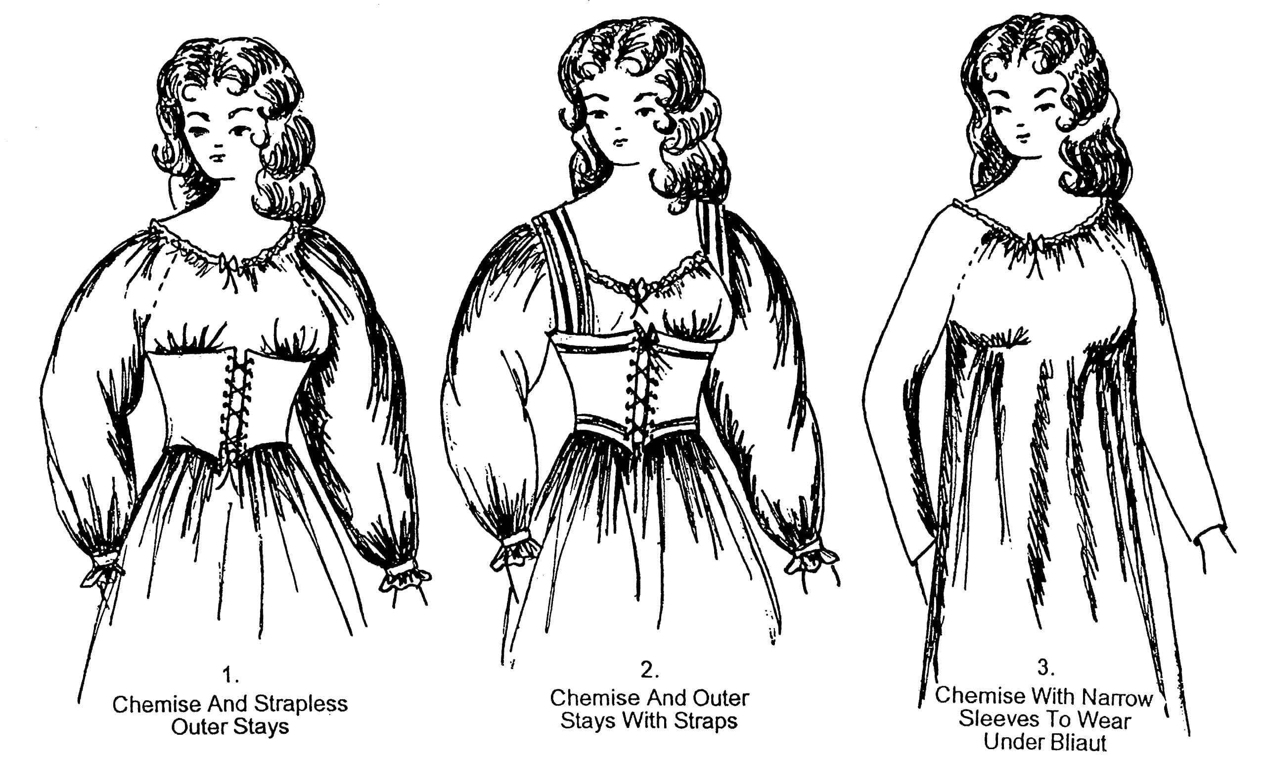 10th-15th C. Chemise & Outer Stays (Size Small -30-32" Bust)