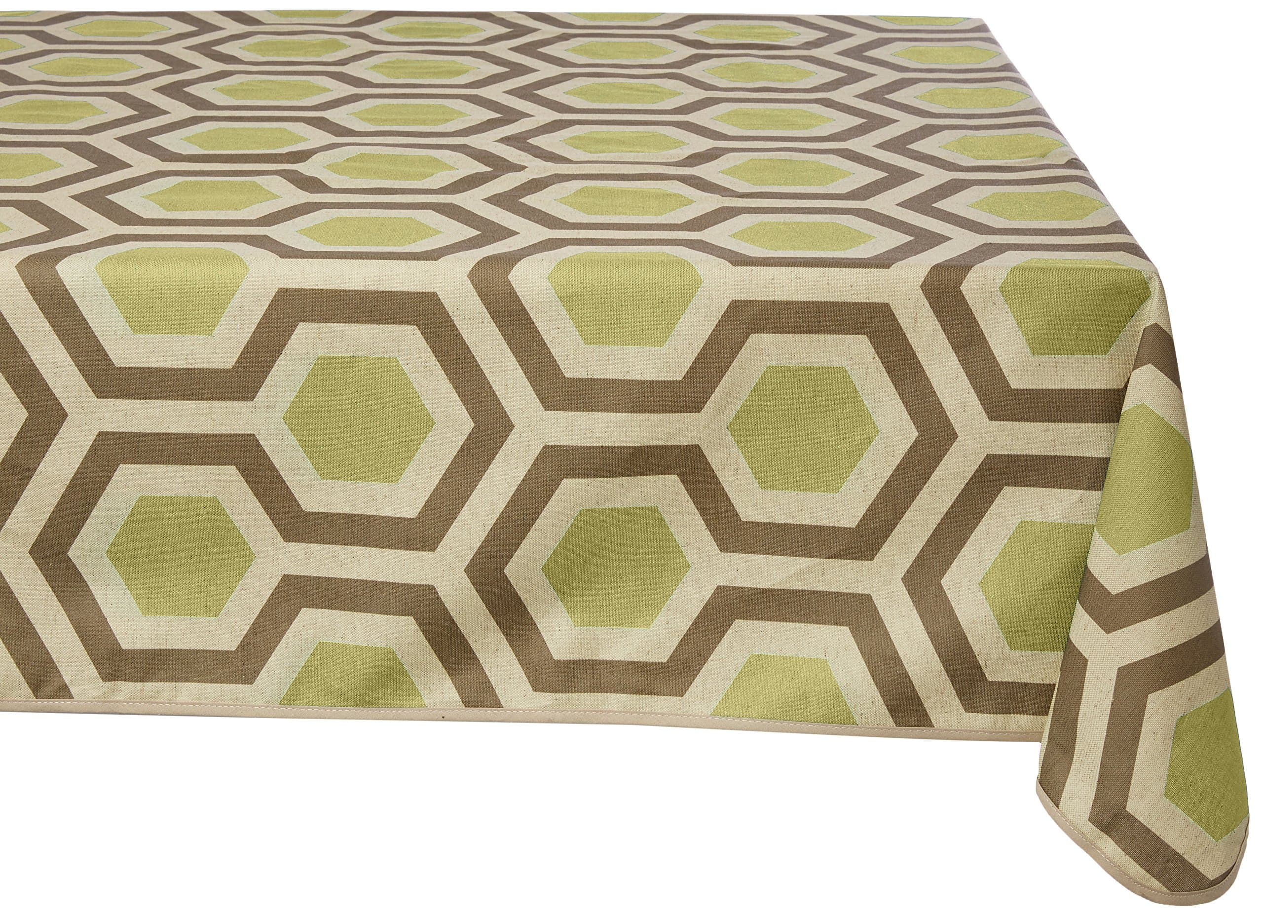 GIRONES Hexagon Beechnut & Walnut Tablecloth 140 x 200 cm