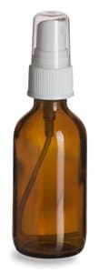 Empty Amber Glass Bottle with White Mister Cap 2 Fl. Oz.