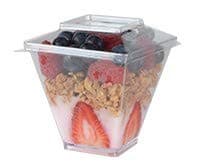 Pack of 20 Elegant Twisted Reusable Plastic Dessert Cups with Secure Lids/Plastic Dessert Bowls with Lids - Clear - 6oz (170ml)