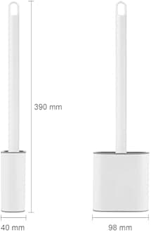 Ibergrif M34151-3 Toilet Brushes & Holders, Deep Cleaner Silicone Toilet Brush, Flat Toilet Brush with Long Handle, Quick Drying Loo Brush and Holder for Bathroom, Base Flooring/Wall Mounted, White