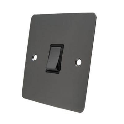 Single Light Switch 1 Gang 2 Way 10 Amp - Polished Black Nickel - Flat