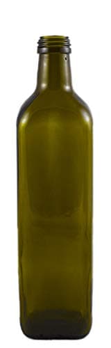 " Marasca" Green Glass Bottle Container, Square Base, 25.36 fl.oz (750ml) Capacity (Pack of 6) [ Italian Import ]