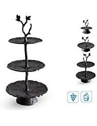 3 Tier Serving Tray - Tiered Serving Stand - Tier Platter - Decorative Metal Black - Tiered Fruit Dessert Pastry Cupcake Stand for Wedding Birthday Party - 22 inch Tall