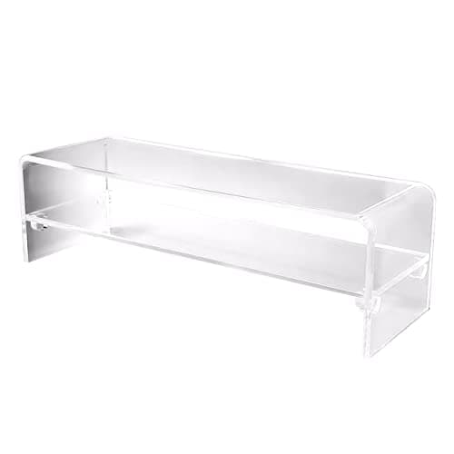 TIELO Clear Acrylic Plastic Table with Shelf, Coffee Table, Television Stand Unit