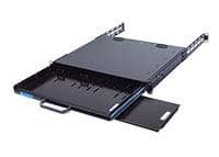 RSF1111BK21F4K3S 1U Compact Rack Mount Keyboard Drawer with Retractable Mouse pad for Either Right or Left Hand Operator Supports 2 Post and 4 Post Rack from 24 inch up to 31 inch Depth Rack Cabinet