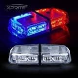 Xprite Red Blue 36 LED Rooftop Mini Bar Strobe Lights High Intensity Emergency Hazard Warning Beacon Light w/Magnetic Base for Police Safety Caution Vehicles Trucks Cars Vans