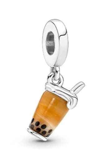 Bubble Tea Dangle Charm 925 Sterling Silver Charm Compatible with Pandora Charms, and Many Other UK Charm Bracelets.